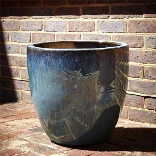 Glazed Large Egg Pot Planter- Streaky Green